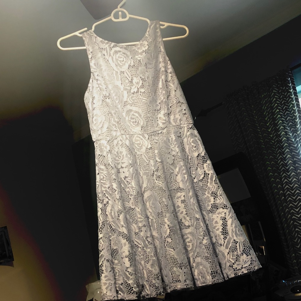 A beautiful light bluish gray dress!